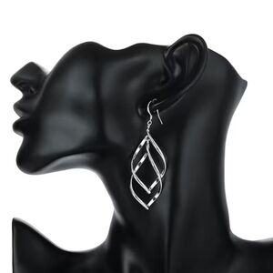 Fine High Quality Silver Tone Drop Geometric Earrings Jewelry